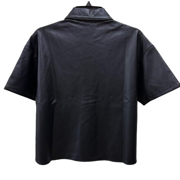 Who What Wear Collection Size XS Black Nadia Vegan Leather Pullover Top‎ ~ NWT - Picture 5 of 5